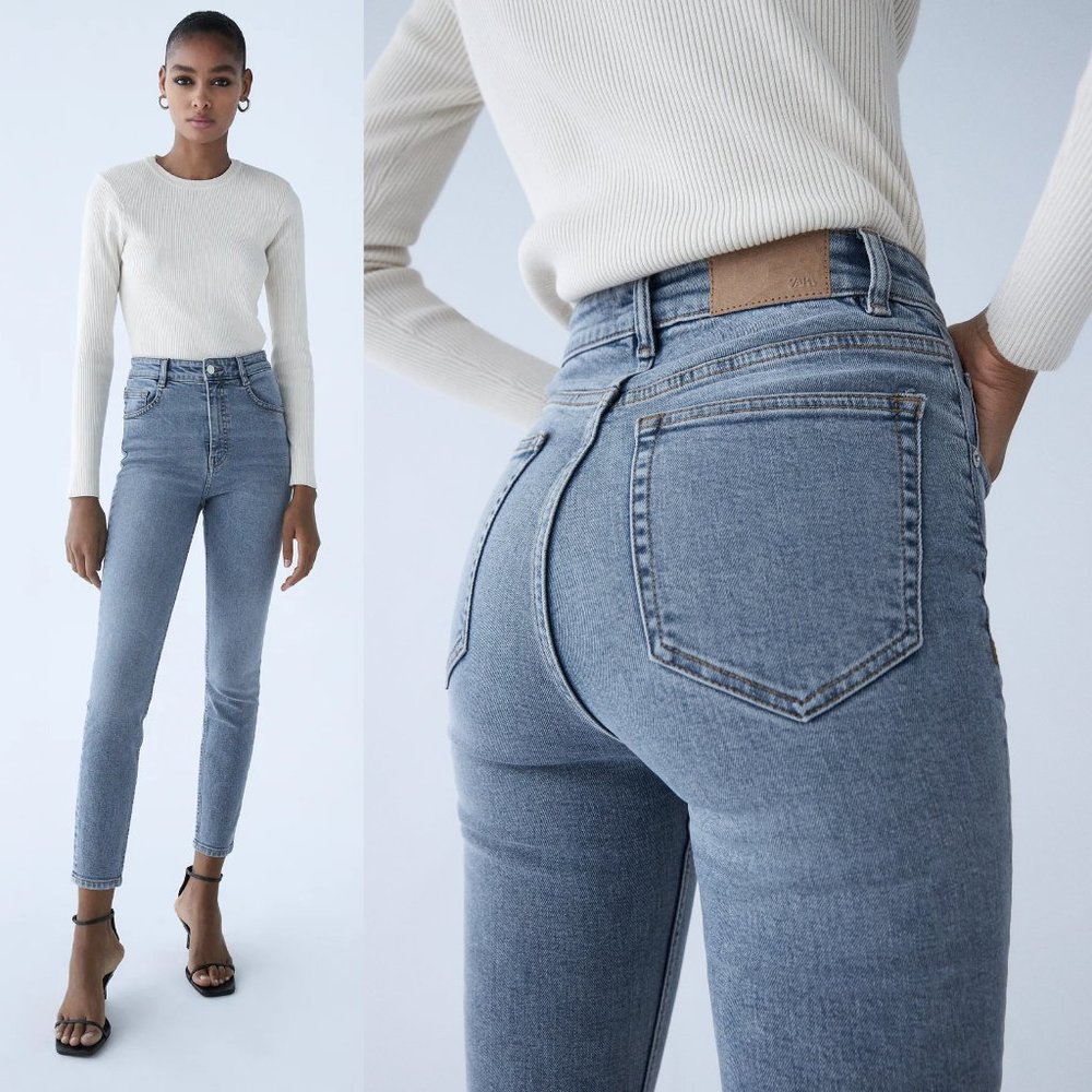 Zara Vintage High Rise Skinny Jeans 4 Light Wash